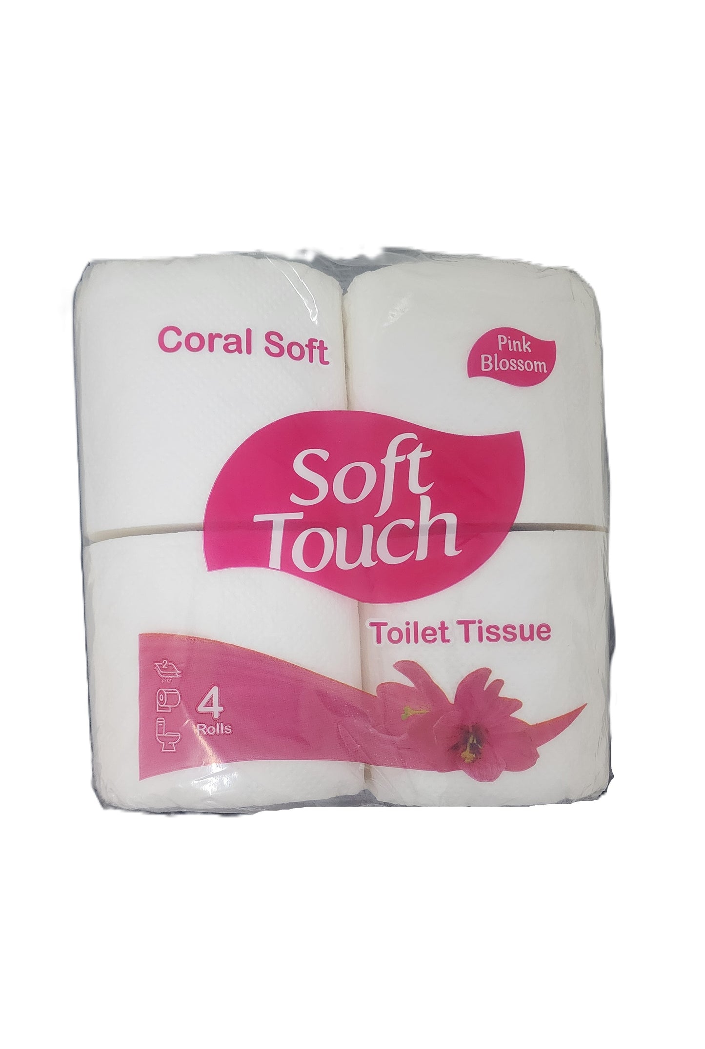 Coral Soft Pink Blossom Soft Touch 2Ply 4 Rolls