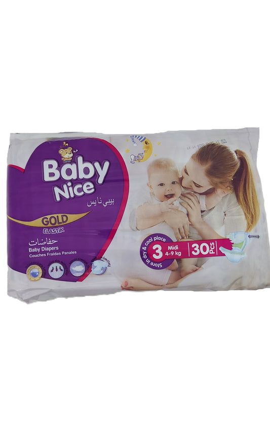 Baby Nice Gold Baby Diapers Size 3 (4 - 9kg) 30pcs