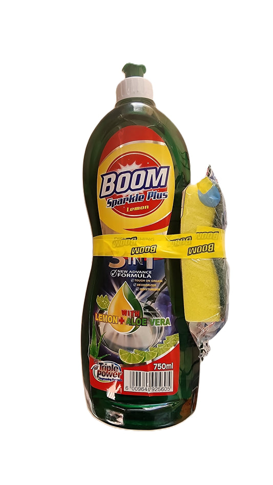 Boom Sparkle Plus Lemon & Aloevera Dishwashing Liquid 750ml