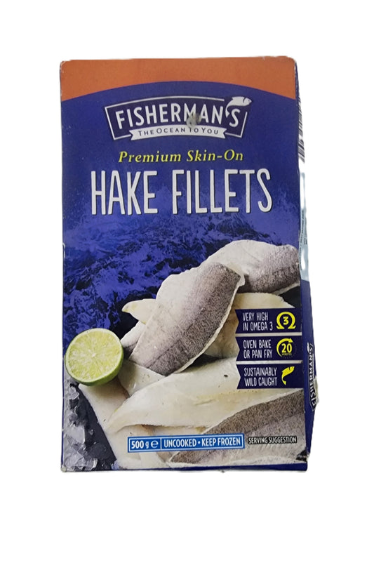 Fisherman's Hake Fillets Premium Skin-On 500g