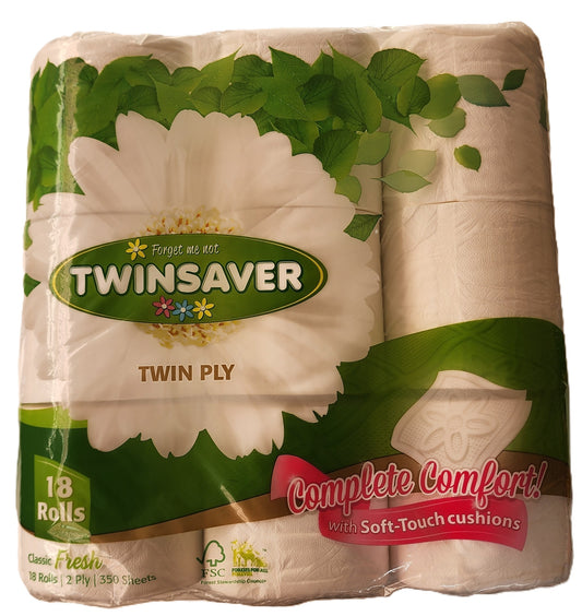 Twinsaver Twin Ply Toilet Paper 18s